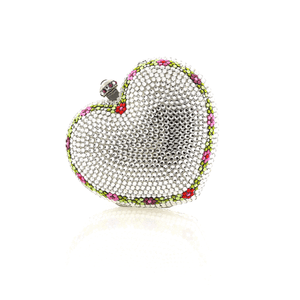 Color Accented Heart Swarovski Crystal Clutch