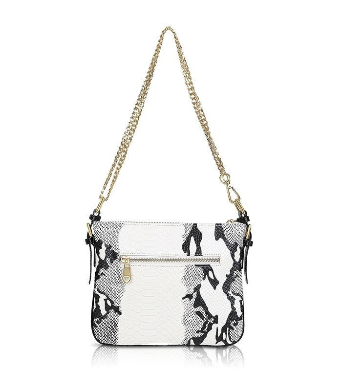 Black and White Leather Designer Cross-body messenger Handbag