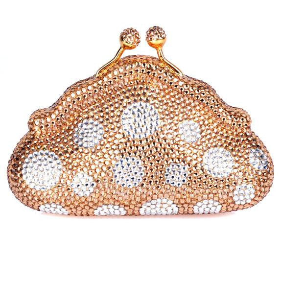 Gold Polka Dot Swarovski Crystal Clutch