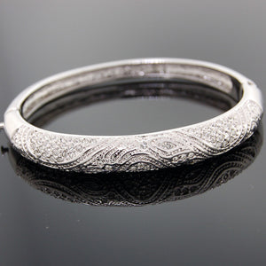 Silver Animal Print Bangle Swarovski Crystal Bracelet