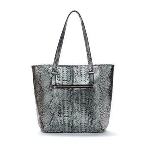 Silver and Black leather Tote Bag